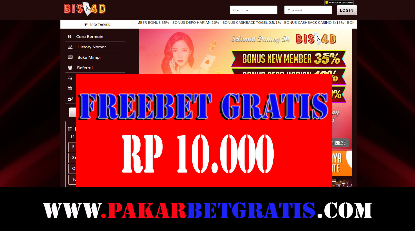 Freebet bisa4D