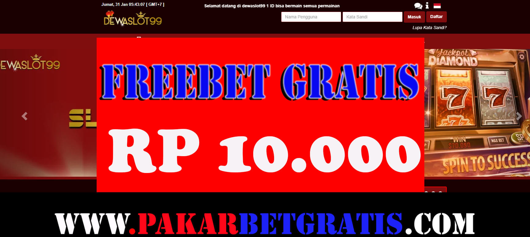 Freebetr gratis dewaslot99 Rp 10.000 Tanpa Deposit