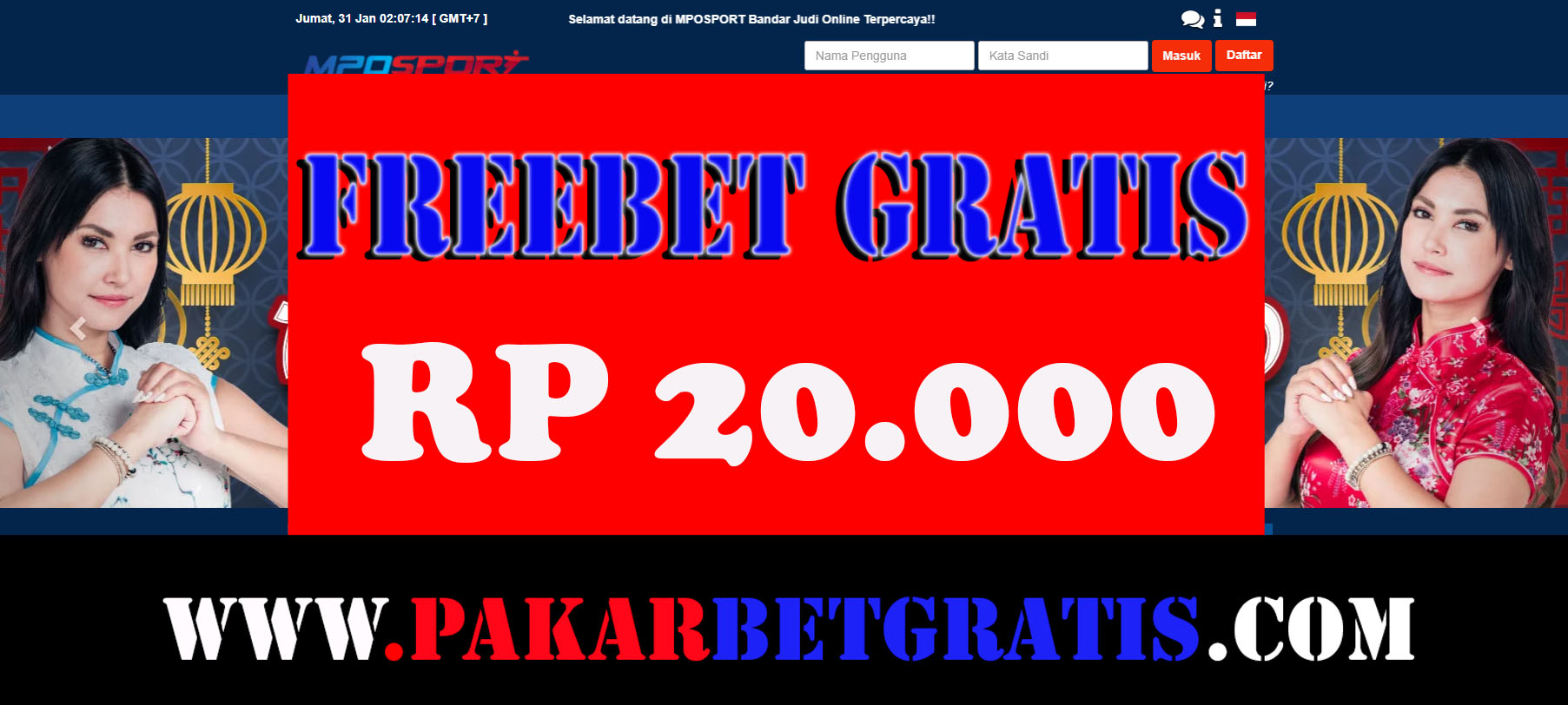 Freebet terbaru Rp 20.000 Gratis Tanpa Deposit