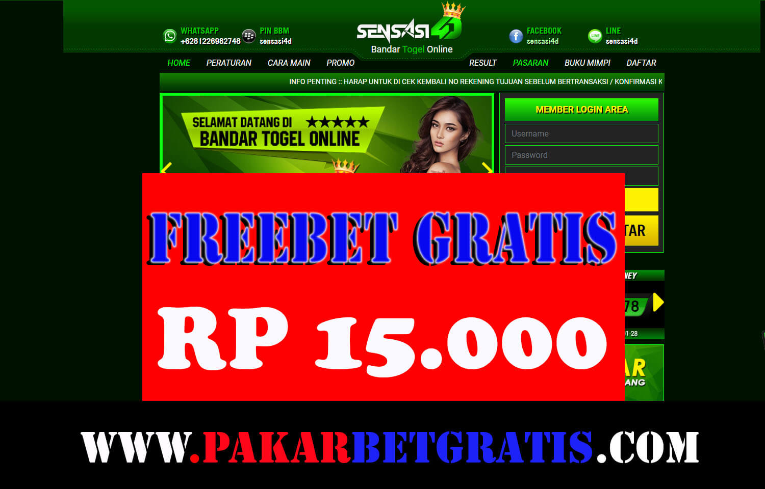 Freebet terbaru sensasi4D gratis rp 15.000 tanpa deposit