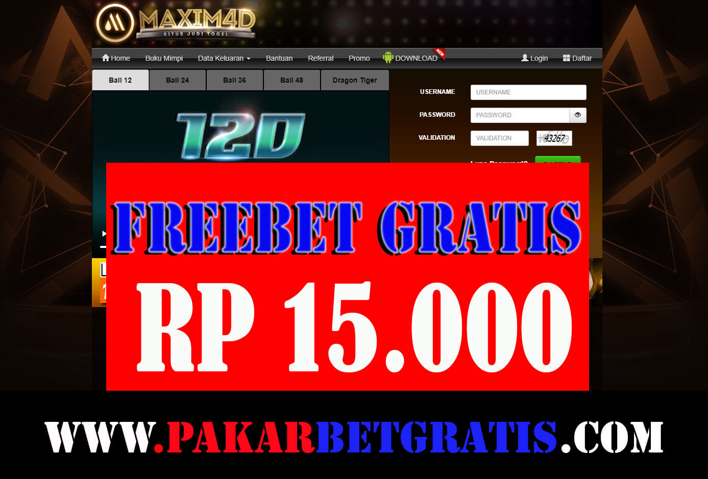 Freebet maxim4D gratis Rp 15.000