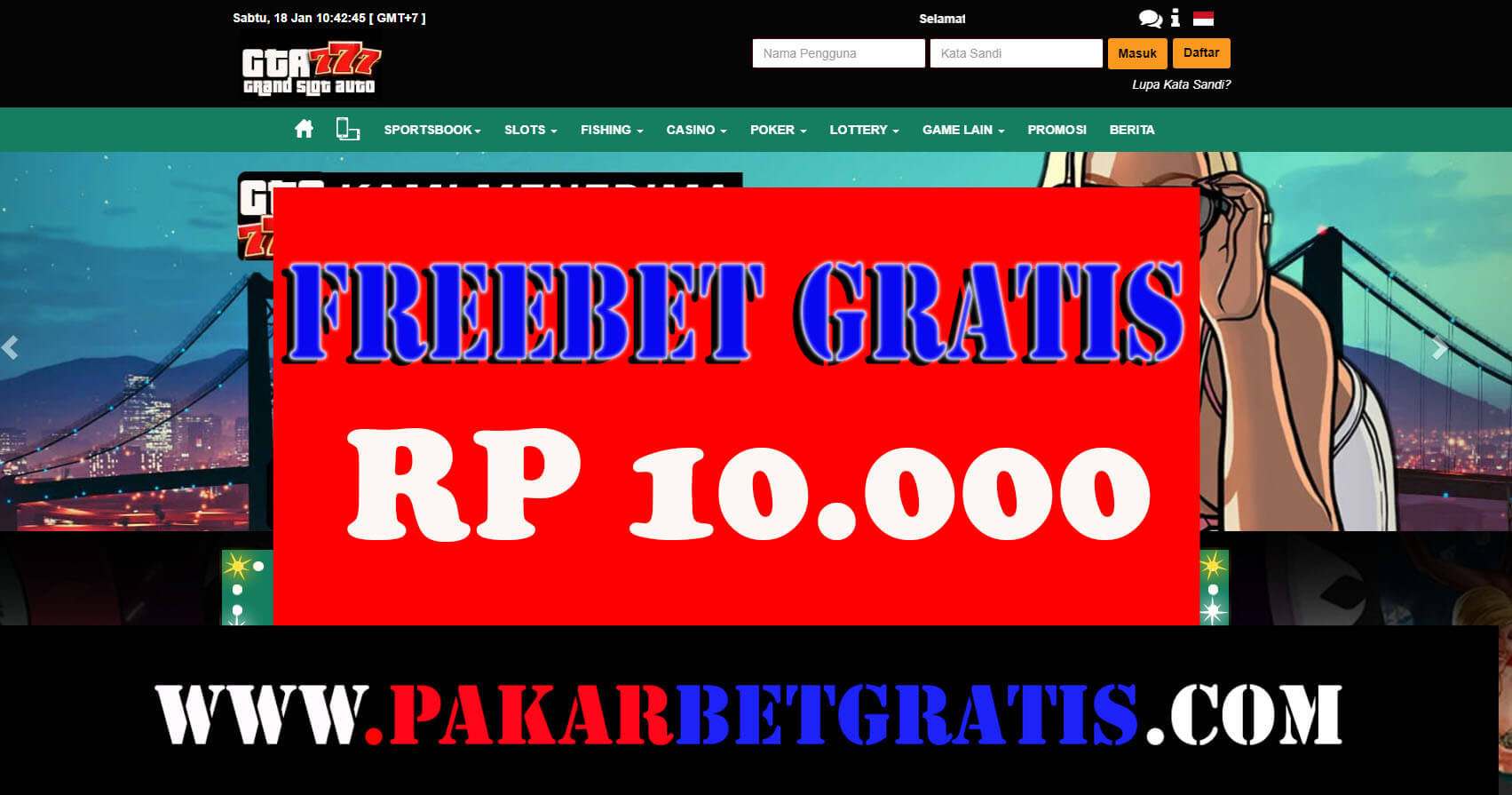 GTA777 Freebet Gratis Rp 10.000 Tanpa Deposit