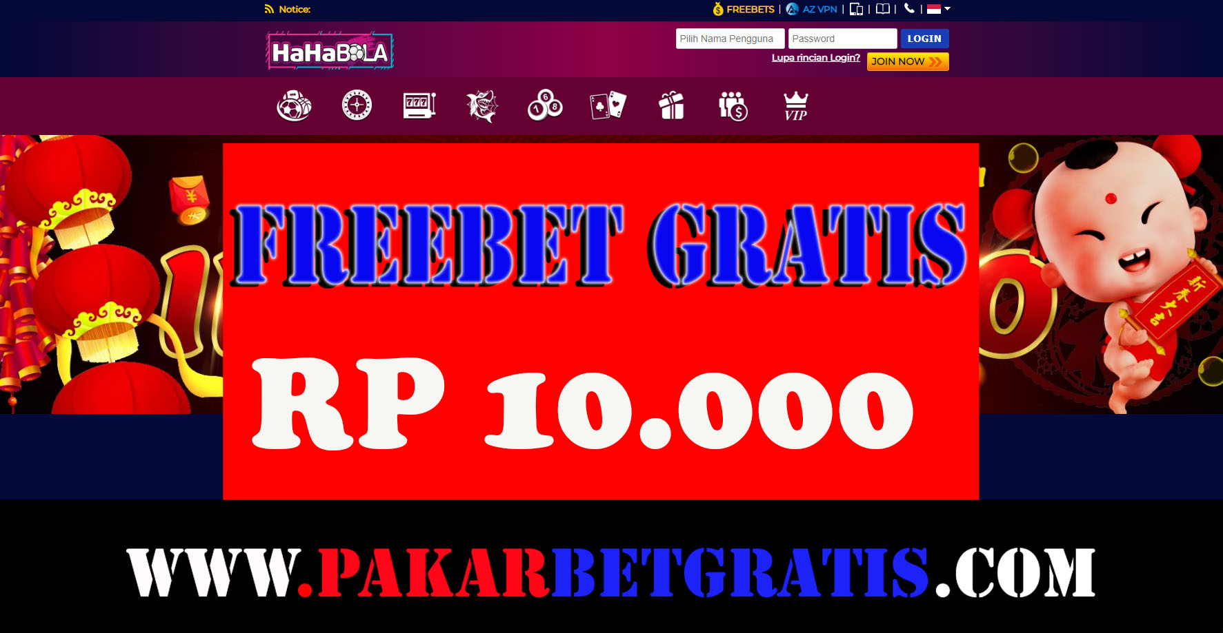 Freebet Hahabola Rp 10.000 Gratis Tanpa Deposit