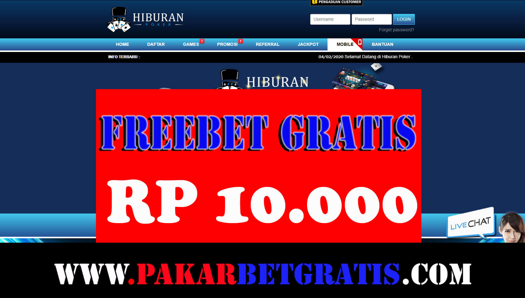 Freechip hiburanpoker Rp 10.000