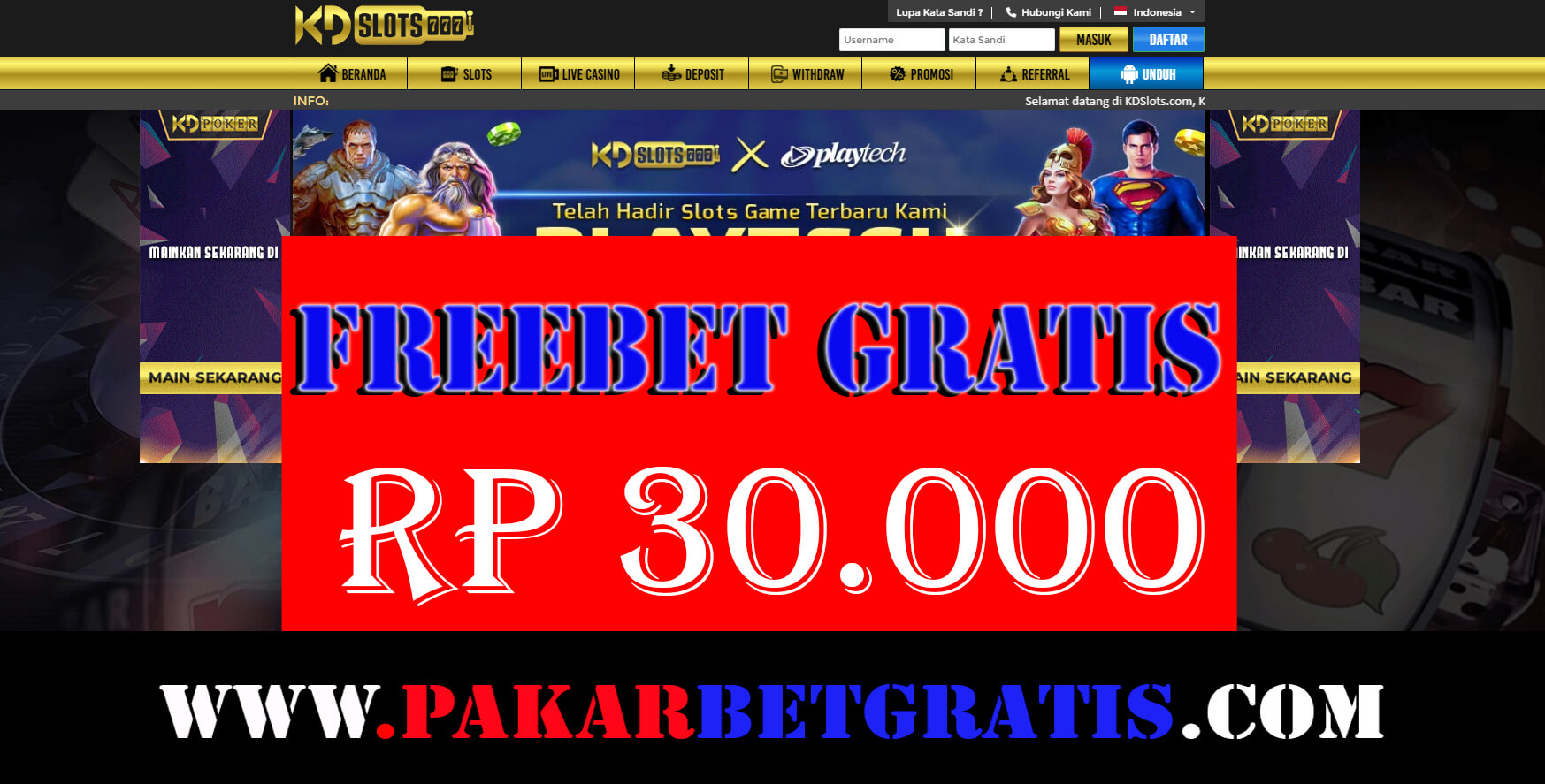 Freebet gratis KDslot Rp 30.000