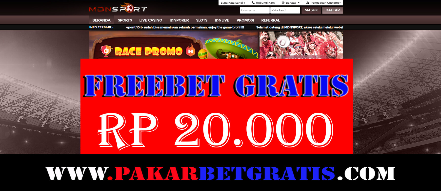 Freebet Gratis Mdnsport Rp 20.000 Tanpa Deposit