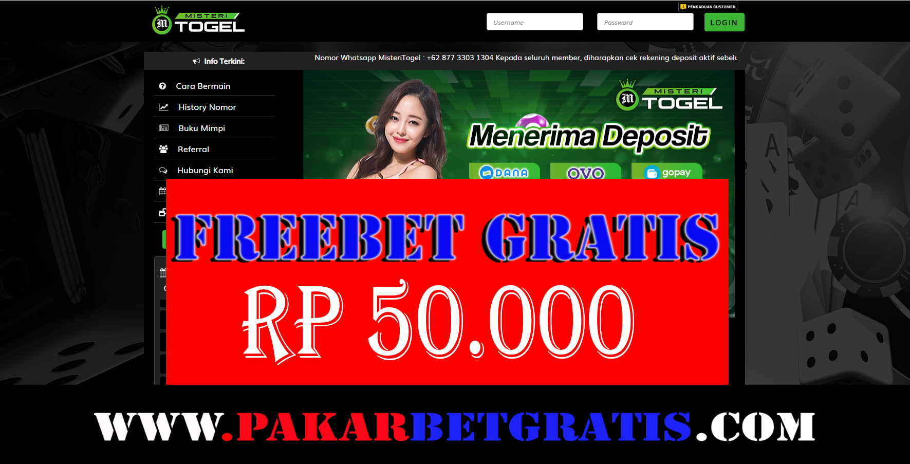 Freebet Gratis misteritogel Rp 50.000