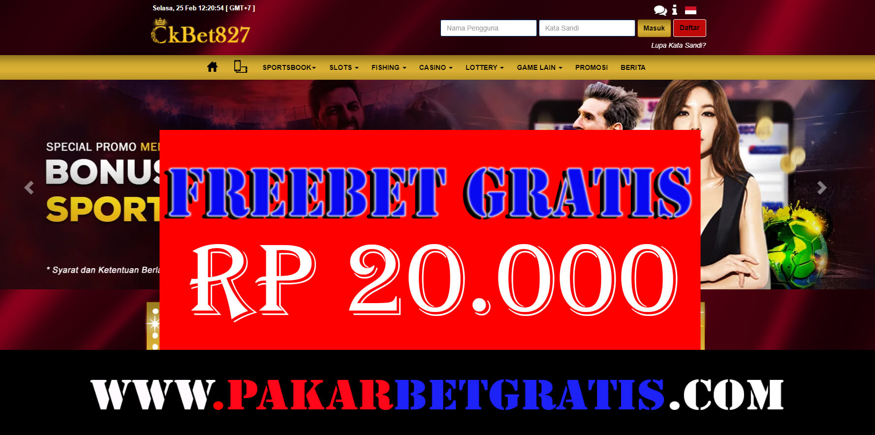 Freebet Gratis CKBET827 Rp 20.000