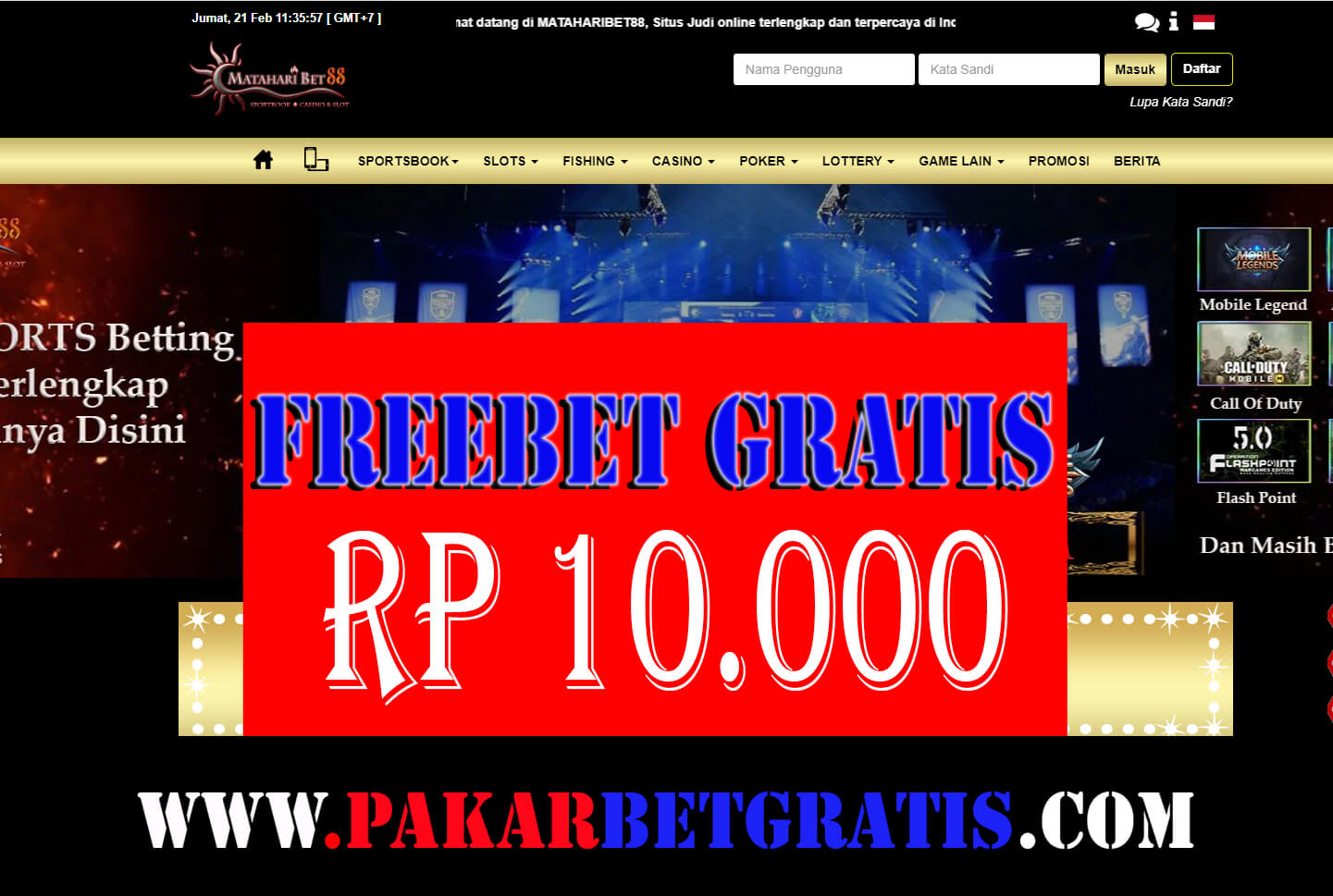 Freebet gratis mataharibet88 Rp 10.000