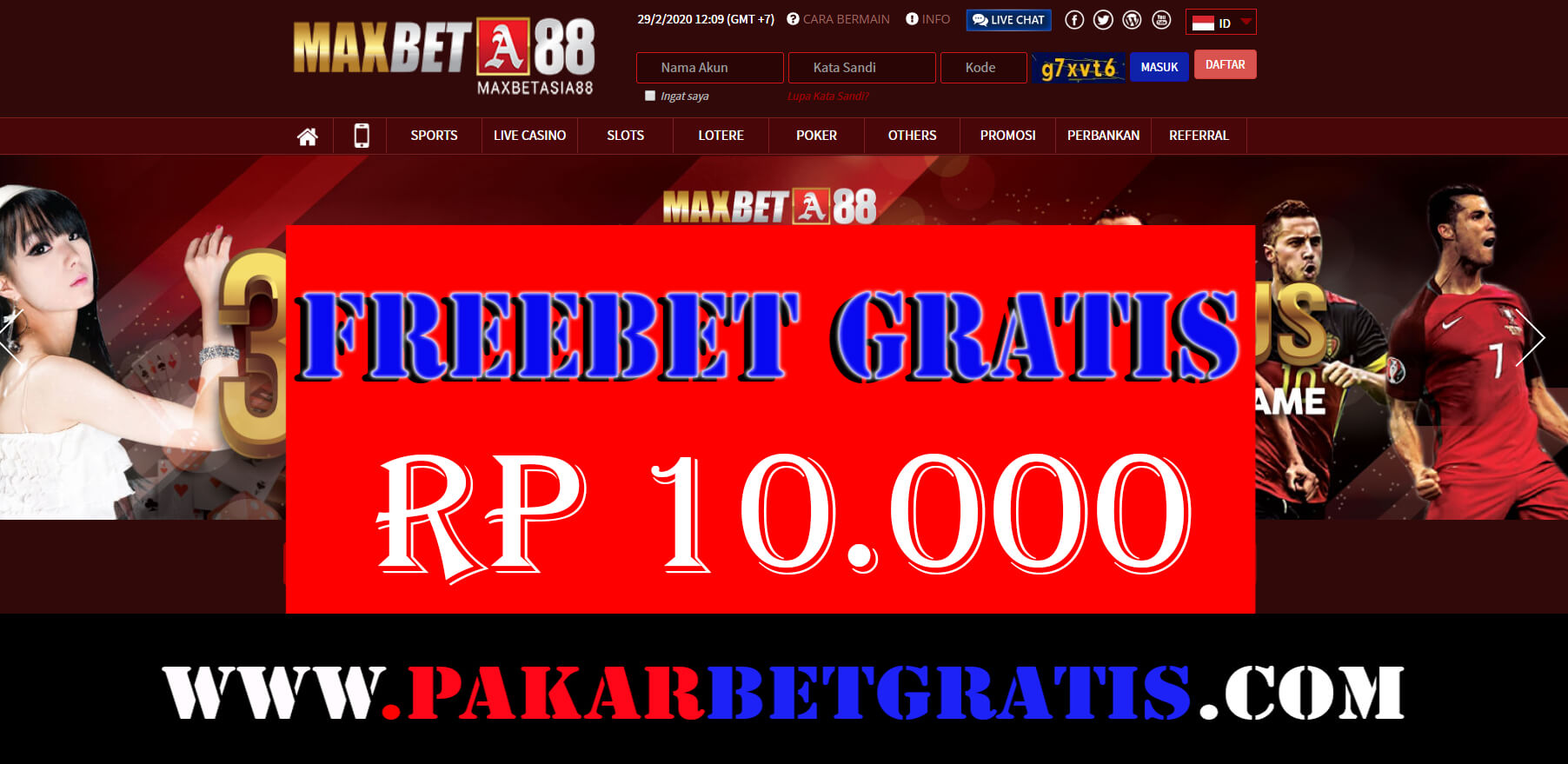 Freebet gratis maxbetasia88 Rp 10.000