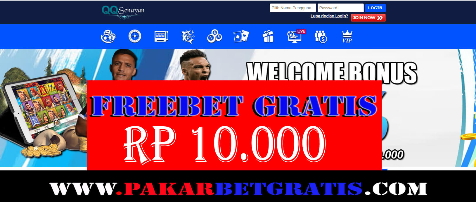 Freebet gratis QQSenayan Rp10.000 tanpa deposit