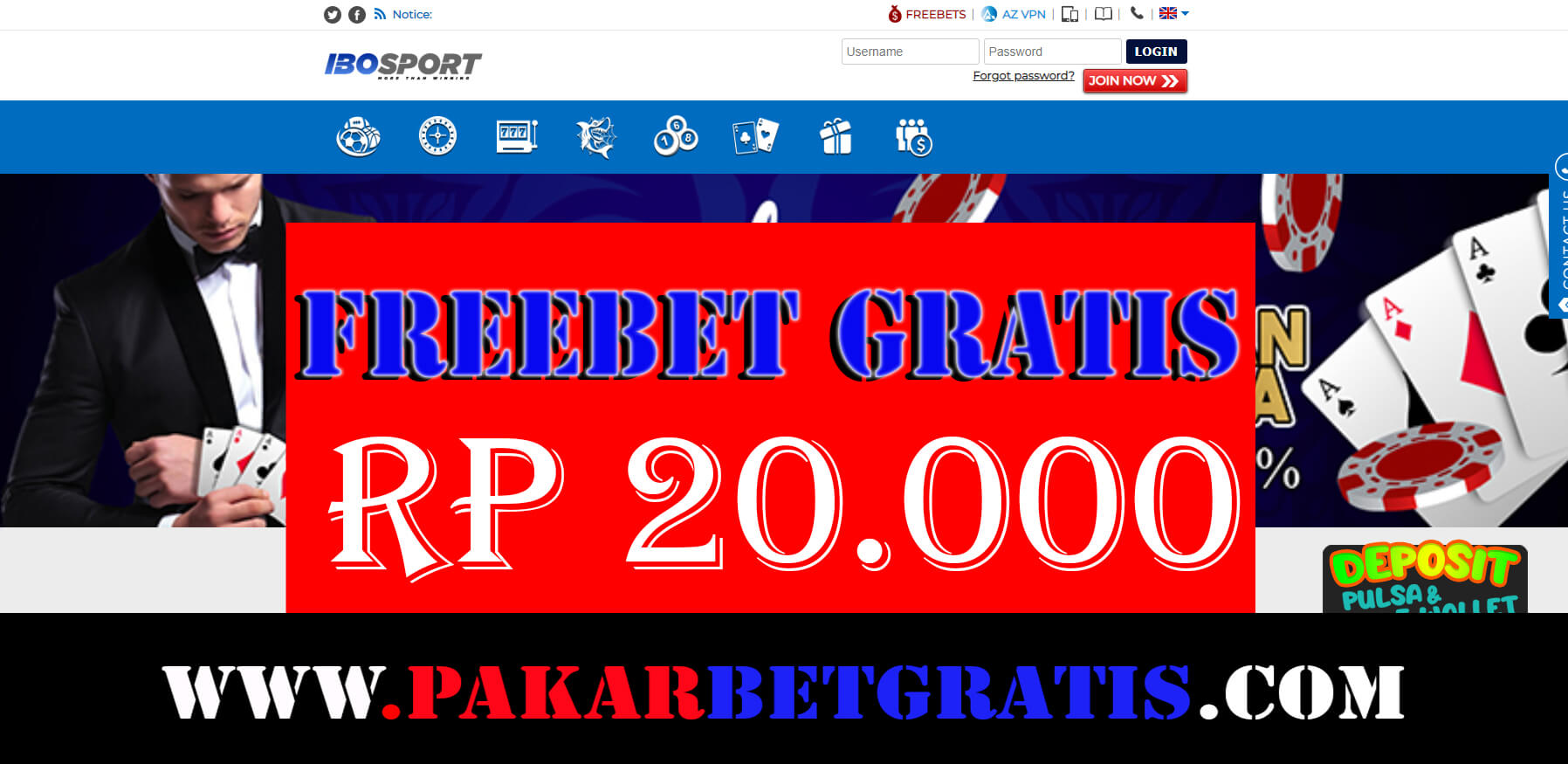 Freebet gratis ibosport Rp 20.000 Tanpa Deposit
