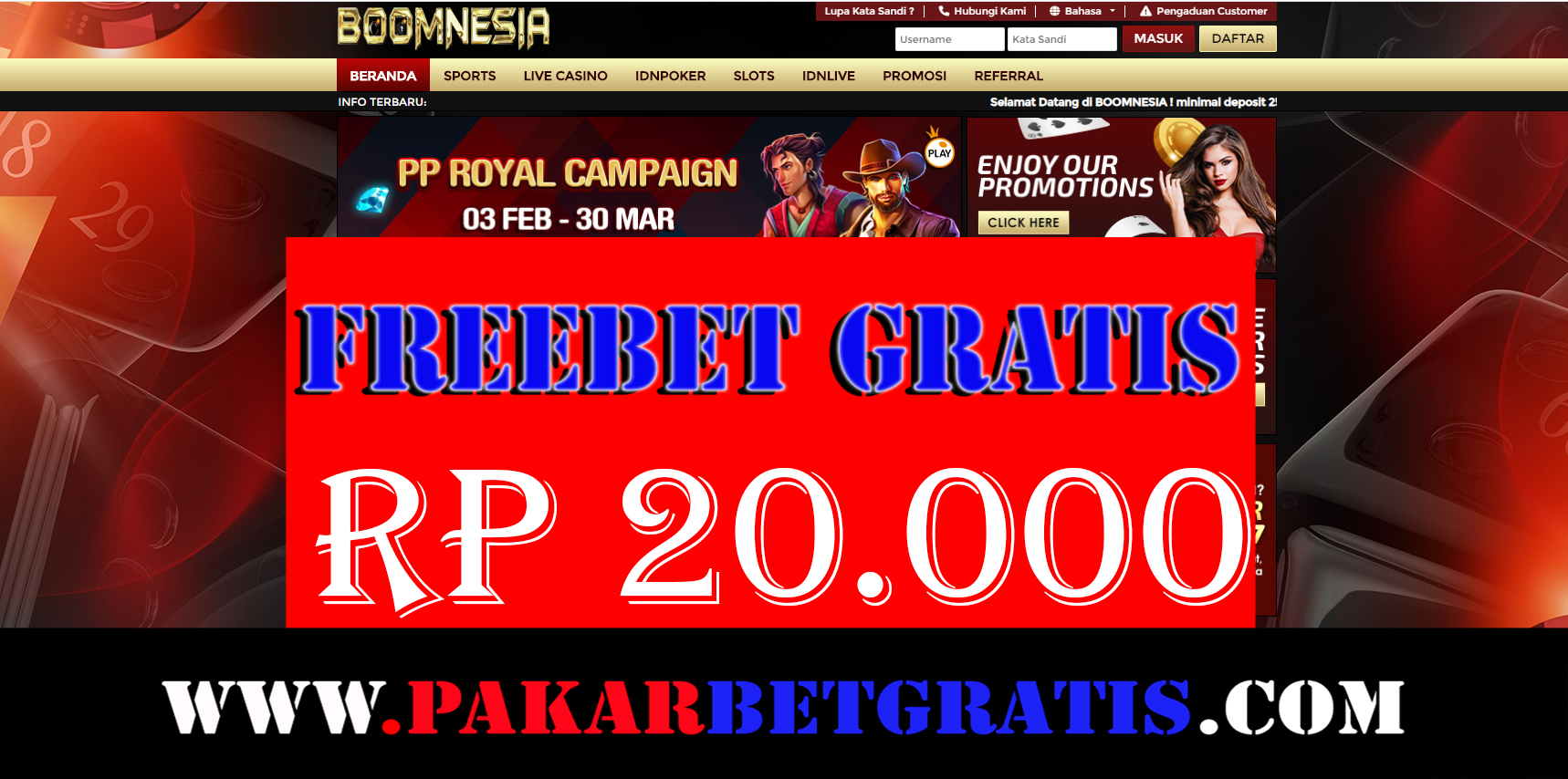 Freebet Gratis Boomnesia Rp 20.000 Tanpa Deposit
