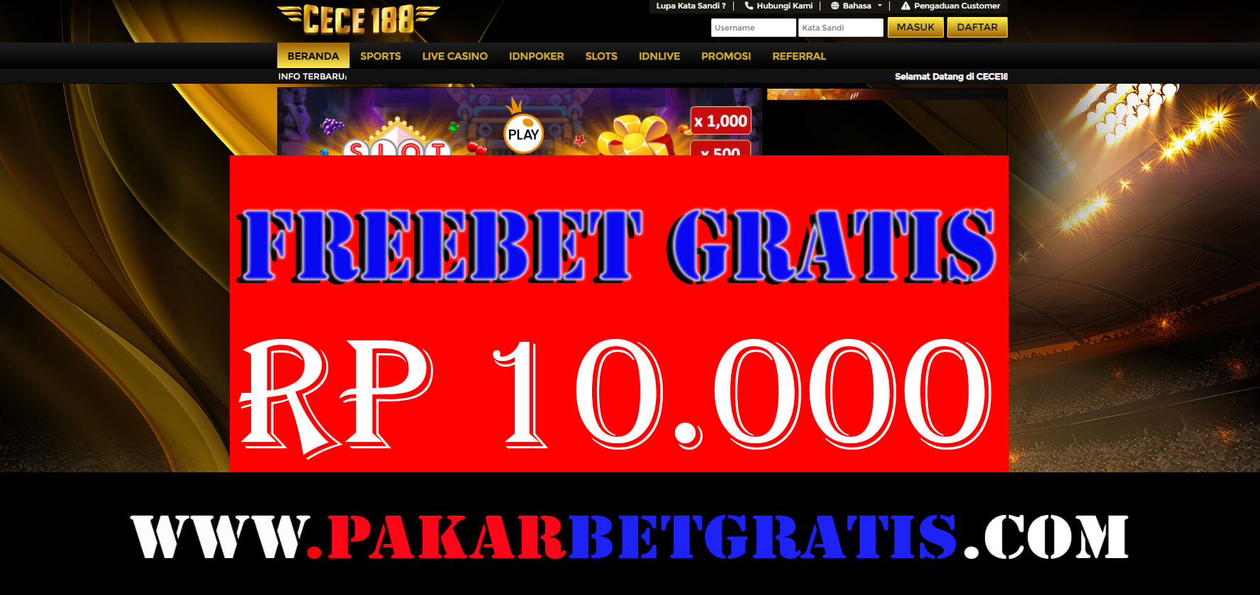 Freebet Gratis Cece188 Rp 10.000 tanpa deposit