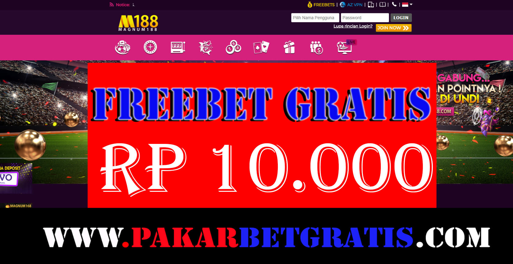 Freebet gratis magnum188 Rp 10.000 Tanpa Deposit