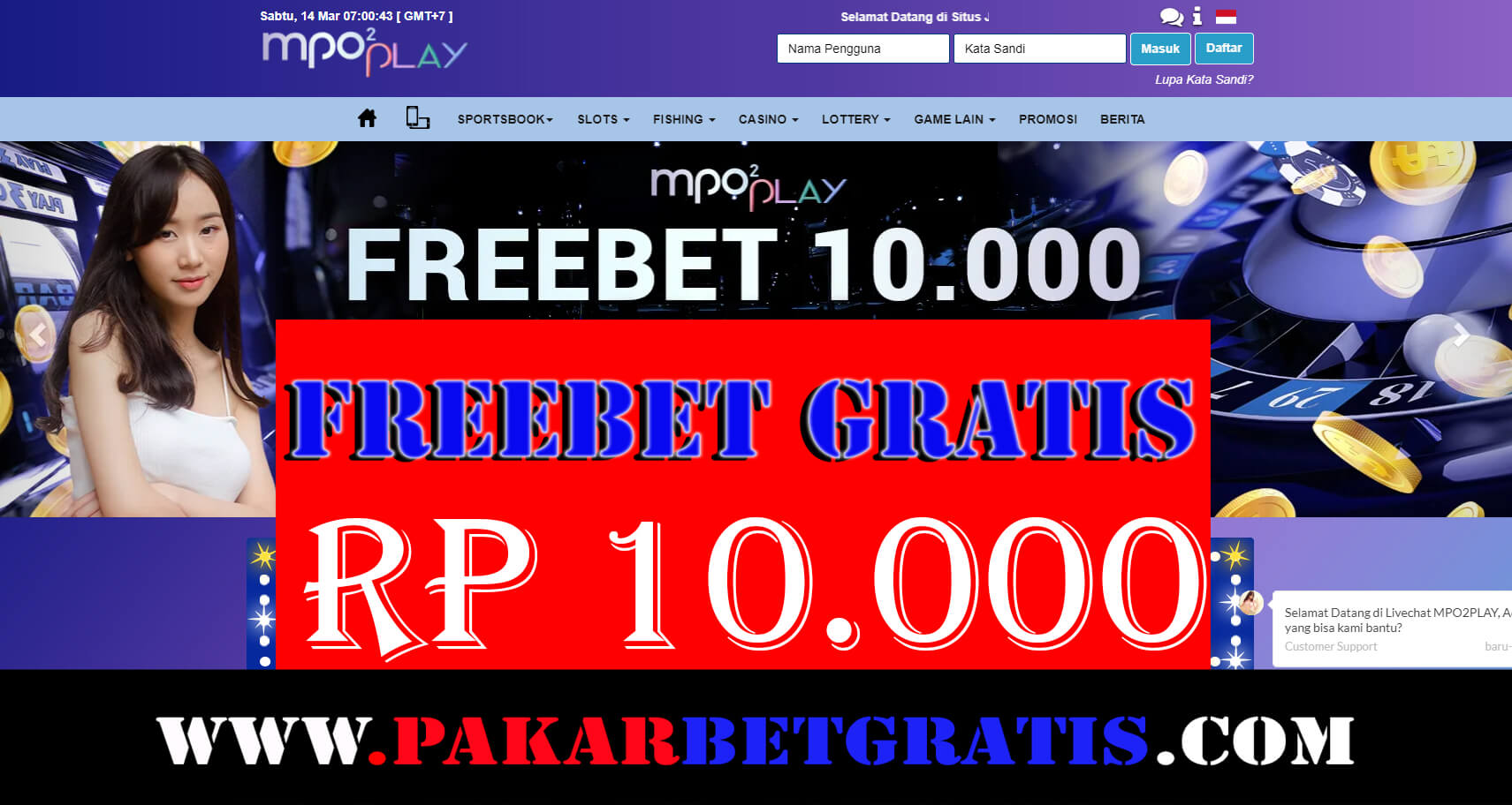 Freebet Gratis MPO2play RP 10.000 tanpa deposit