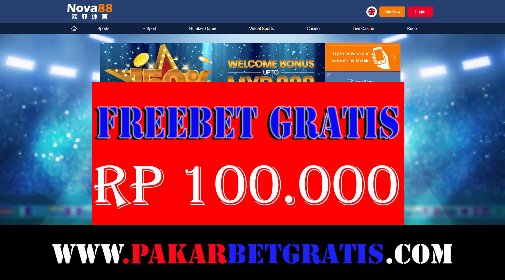 Freebet Gratis Nova88 Rp 100.000 Tanpa Deposit