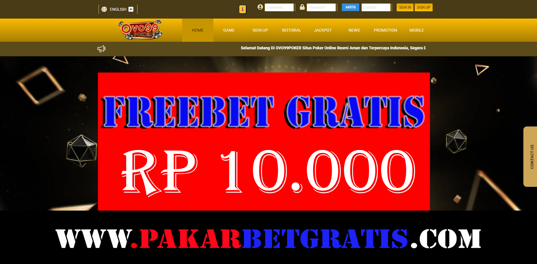 Freebet Gratis Rp 10.000 Tanpa Deposit