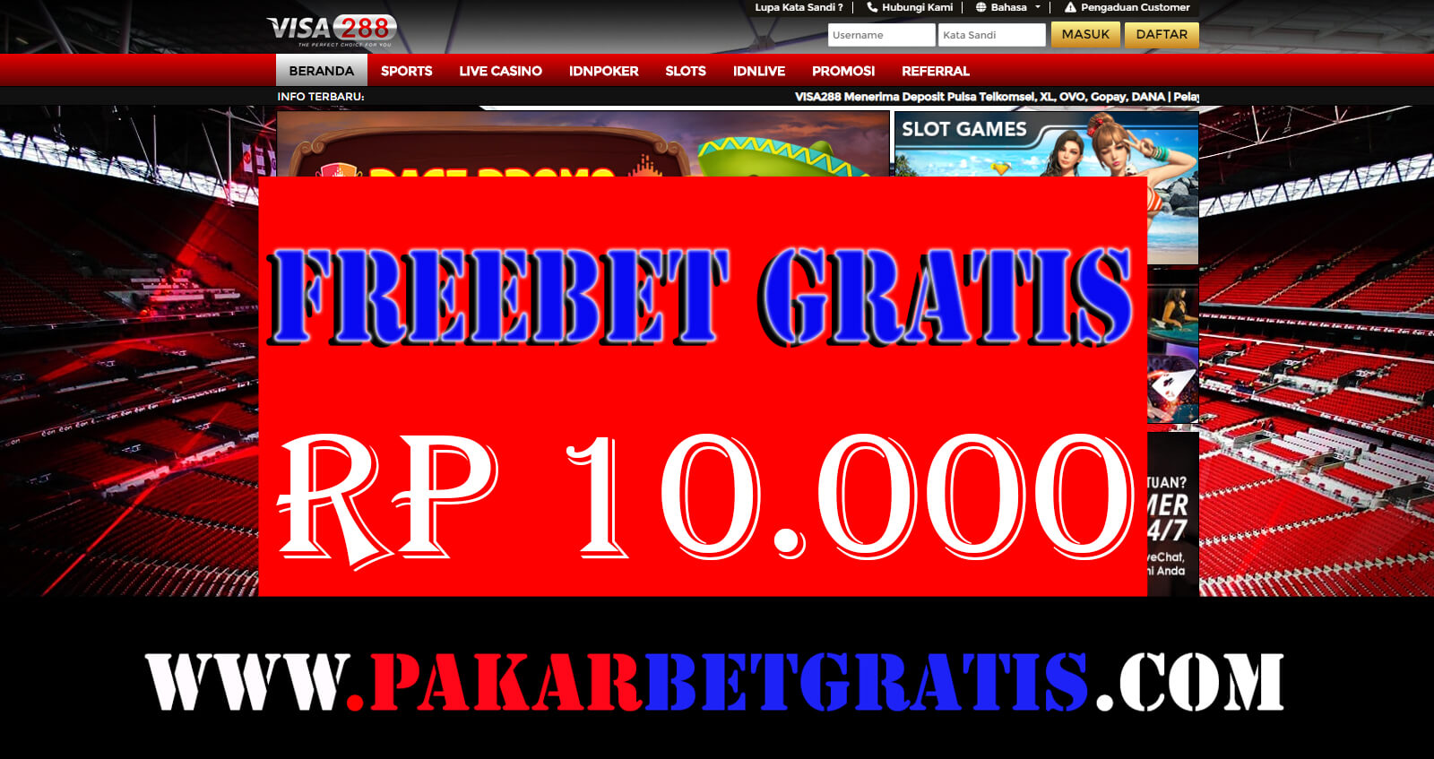 Freebet Gratis Visa288 Rp 10.000
