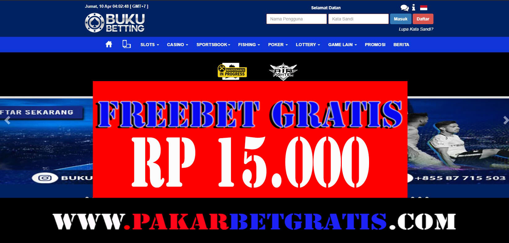 bukubetting Freebet Gratis Rp 15.000 TAnpa deposit