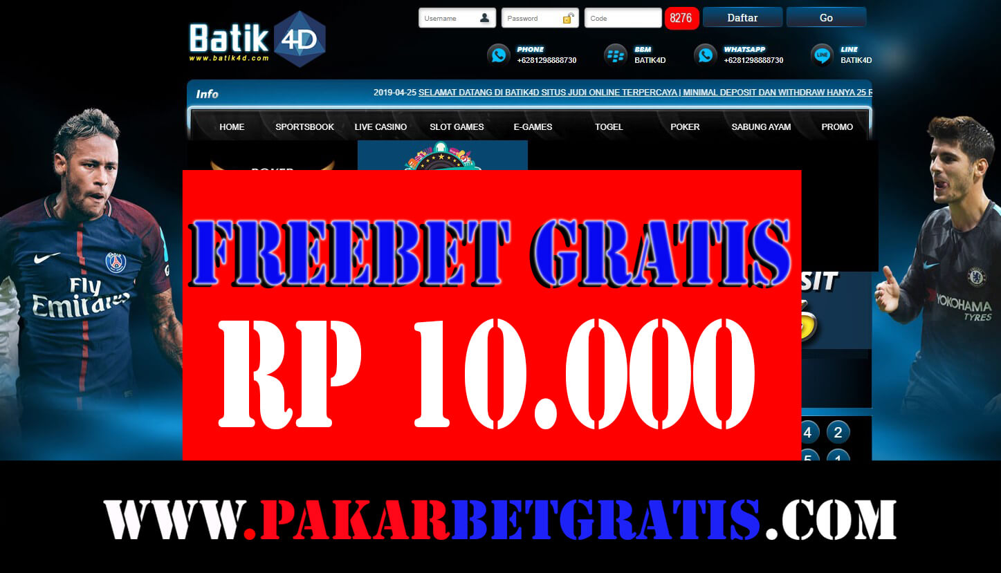 batik4d Freebet Gratis Rp 10.000 Tanpa Deposit