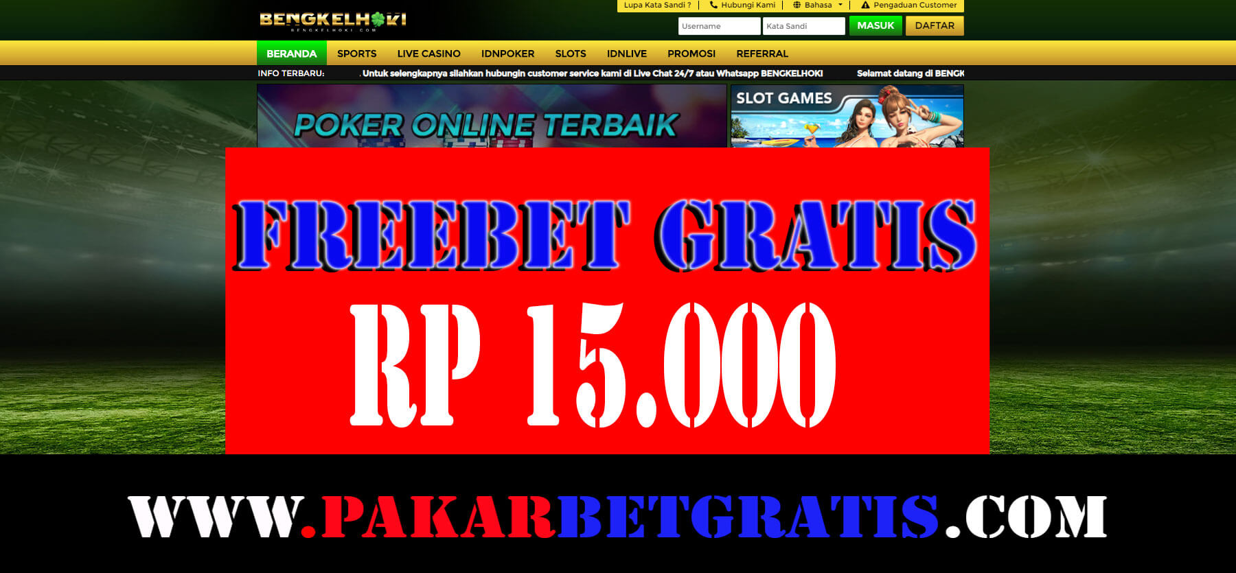 Bengkelhoki Freebet Gratis rp 15.000 Tanpa deposit