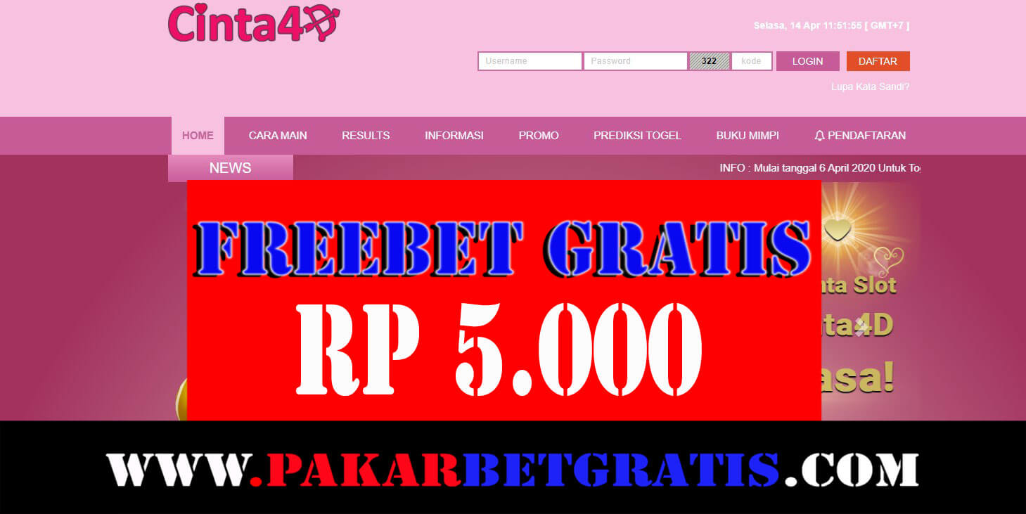 Cinta4D Freebet Gratis Rp 5.000 Tanpa Deposit