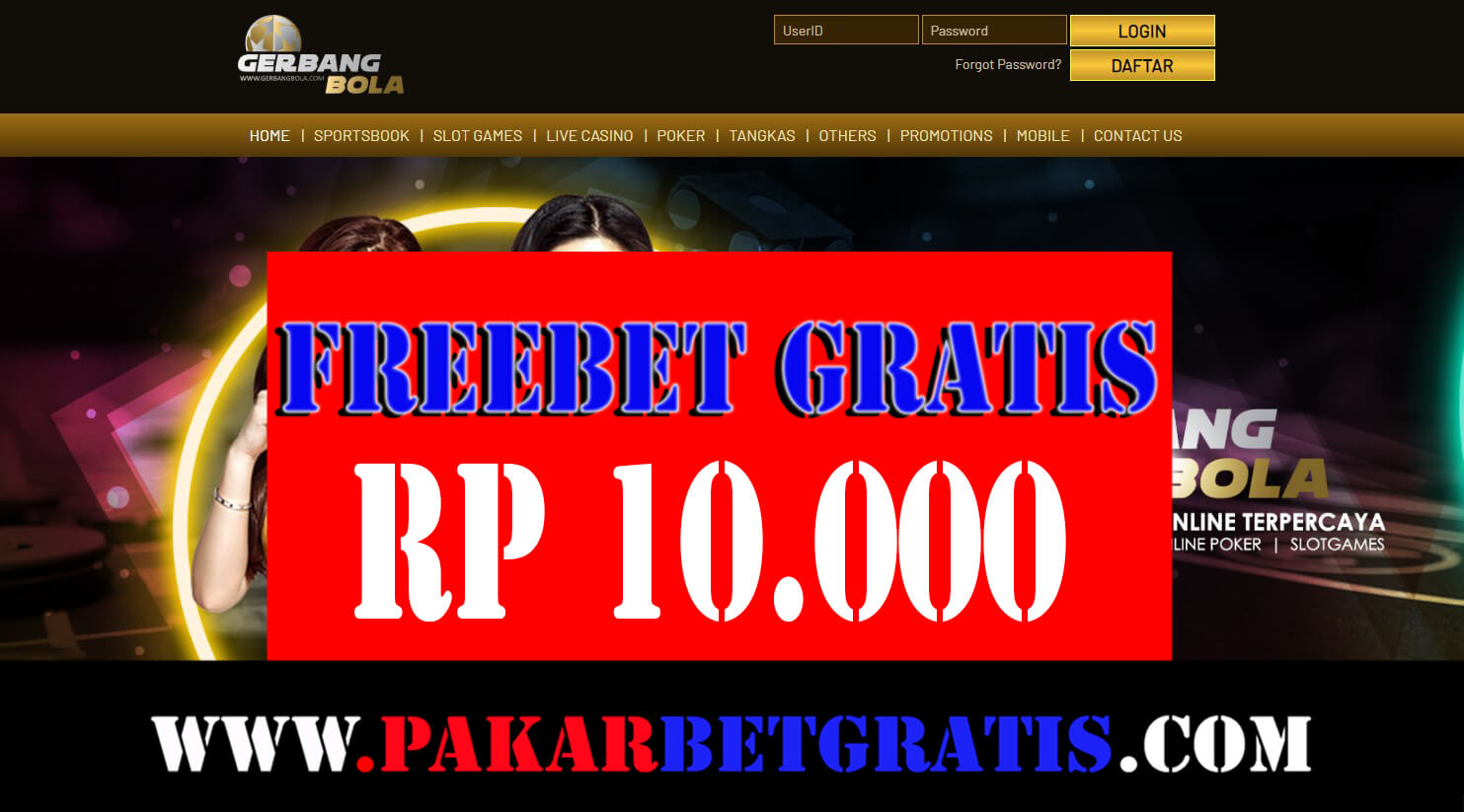 Gerbangbola freebet gratis Rp 10.000 Tanpa Deposit