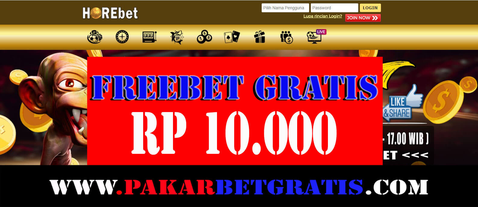 Horebet Freebet gratis Rp 10.000 Tanpa Deposit