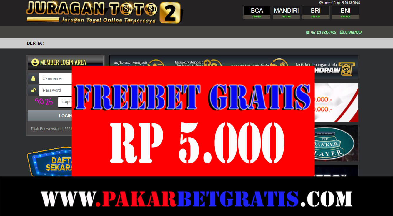juragantoto2 freebet gratis rp 5.000 tanpa deposit