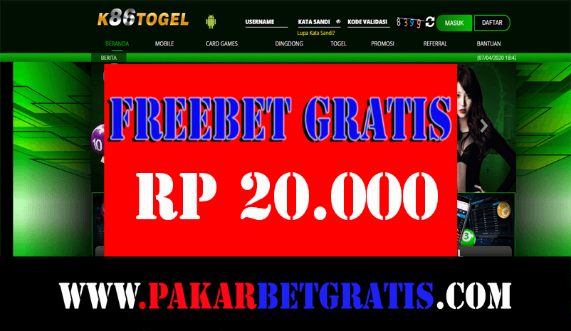 k86togel Freebet Gratis Rp 20.000 tanpa deposit