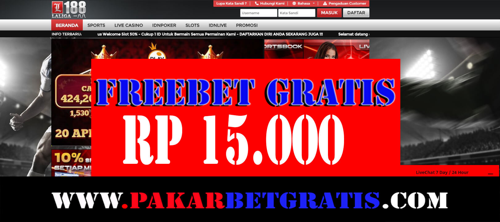 laliga188 Freebet Gratis Rp 15.000 tanpa Dpeosit