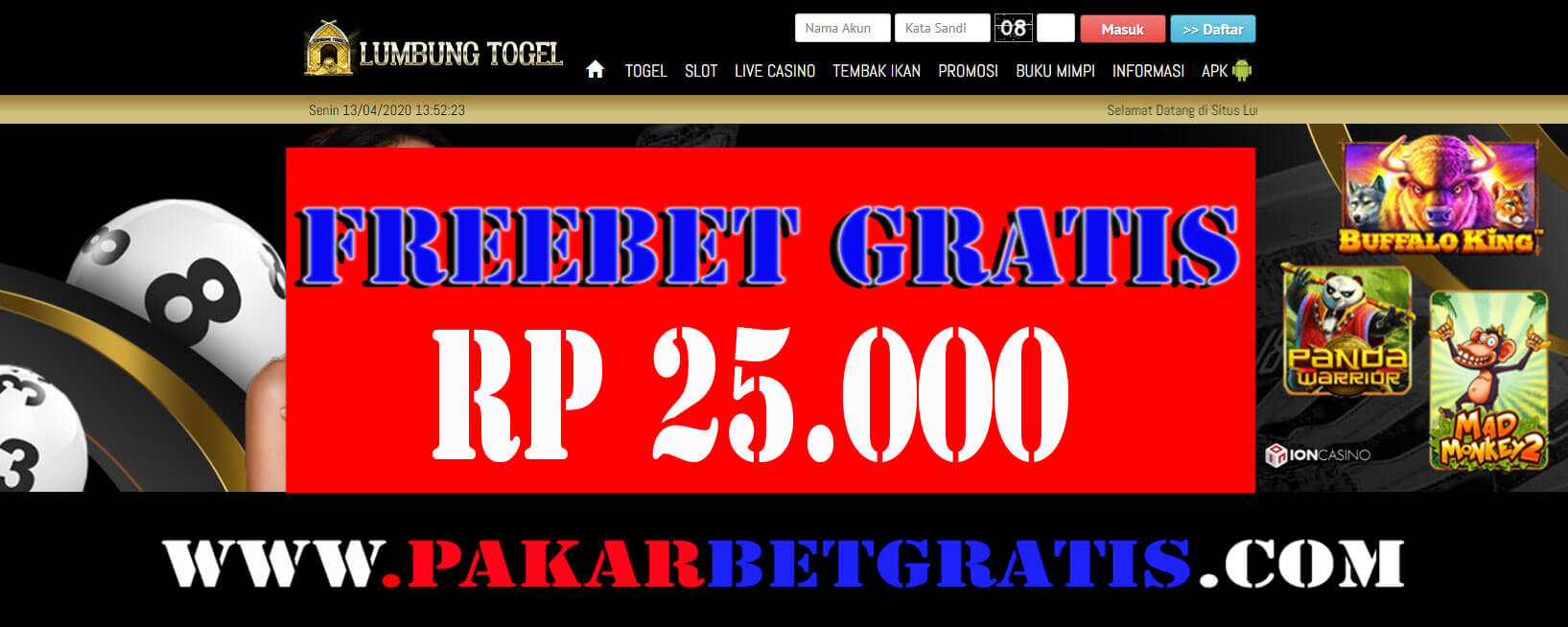 lumbungtogel freebet gratis Rp 25.000 Tanpa deposit