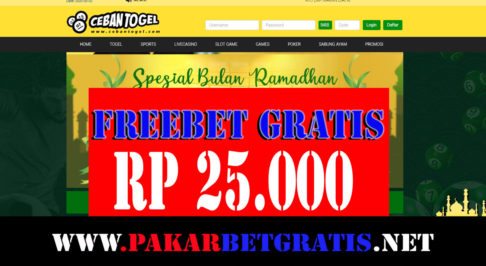 Freebet cebantogel Rp 25.000 Tanp[a Deposit