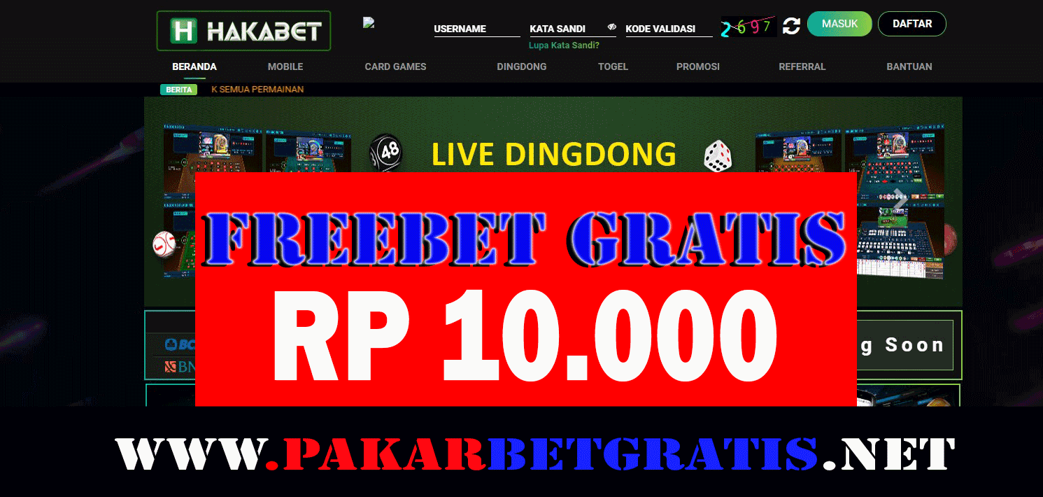 Freebet gratis Hakabet Rp 10.000 Tanpa Deposit