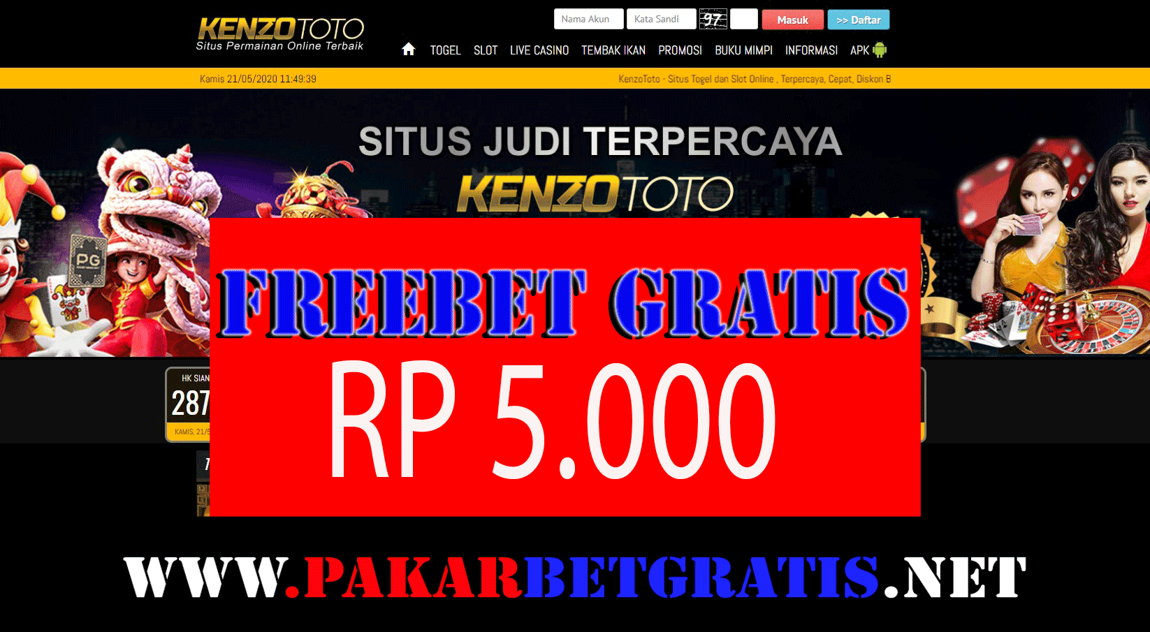 Kenzotpto Freebet Gratis Rp 5.000 Tanpa Deposit