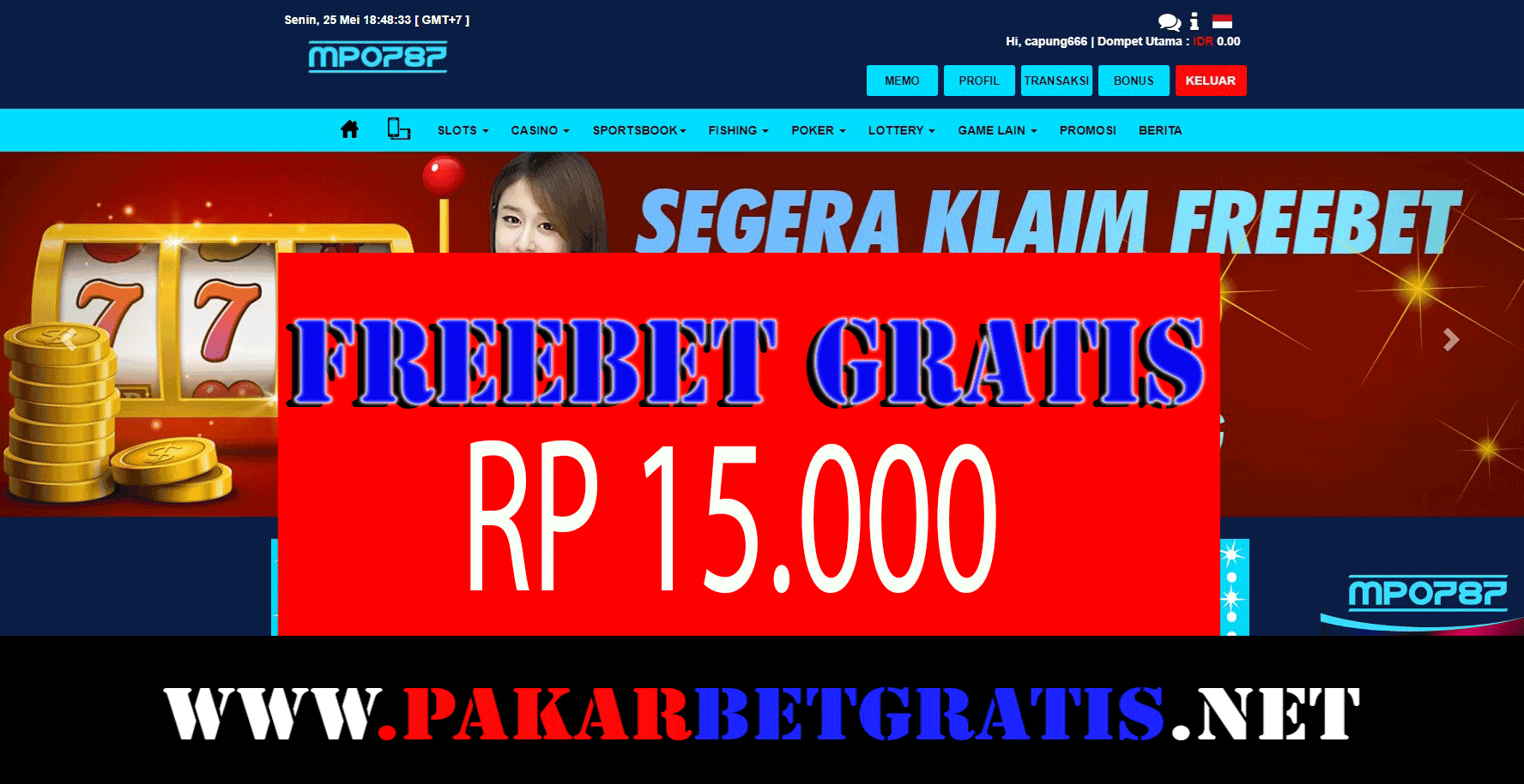 Freebet Gratis Rp 15.000 Tanpa Deposit