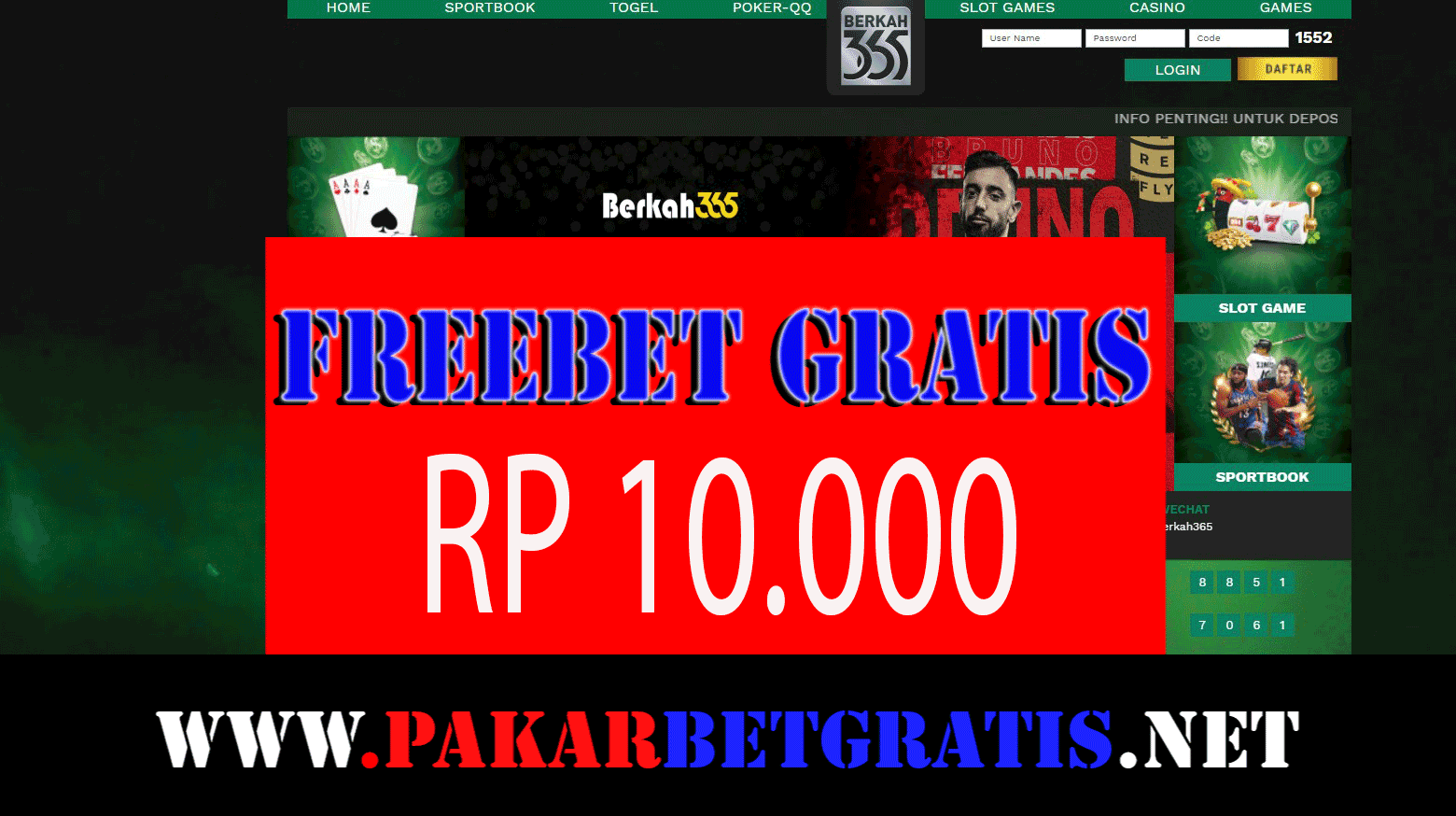 FREEBET GRATIS RP 10.000 TANPA DEPOSIT