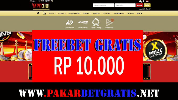 Freebet Gratis Rp 10.000 tanpa deposit
