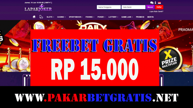 Freebet Gratis lapakjoker Rp 15.000 Tanpa Deposit