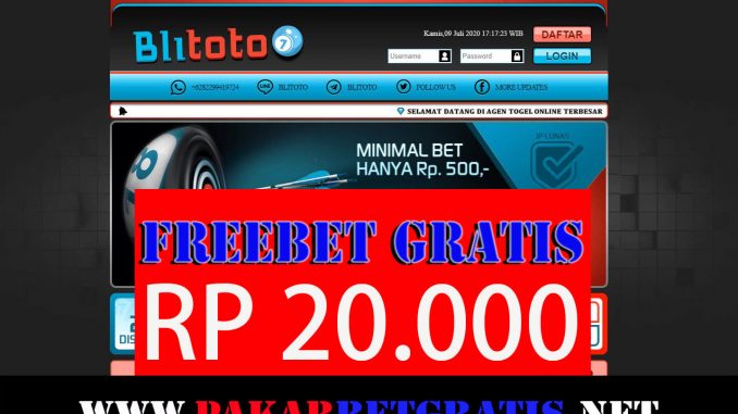 Freebet Gratis Blitoto Rp 20.000 tanpa Deposit