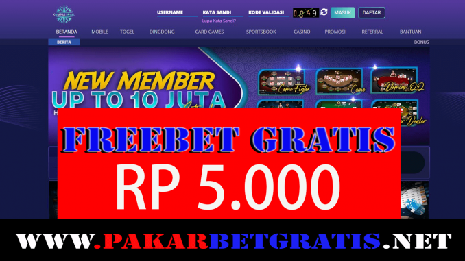 Freebet Gratis KompasTogel Rp 5.000 Tanpa Deposit