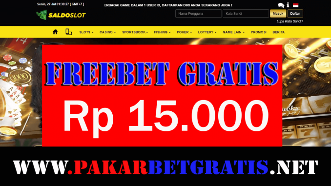 Freebet Gratis saldoslot Rp 15.000 Tanpa deposit