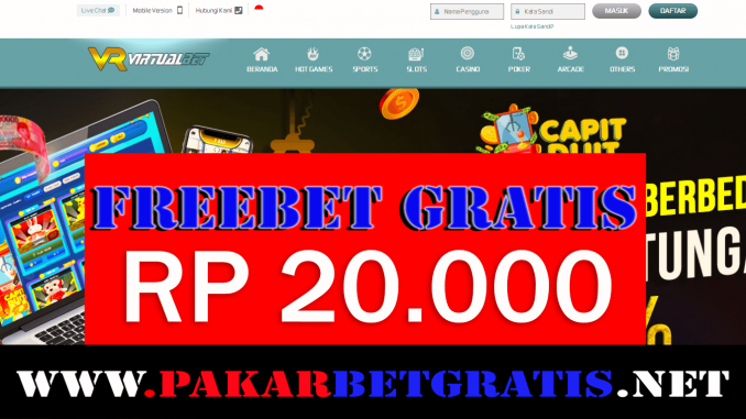 Freebet Gratis virtualbet Rp 20.000 tanpa deposit