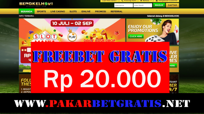 Freebet Gratis bengkelhoki Rp 20.000 Tanpa Deposit