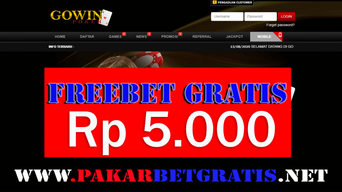 Freebet Gratis Gowinpoker Rp 5.000 Tanpa Deposit