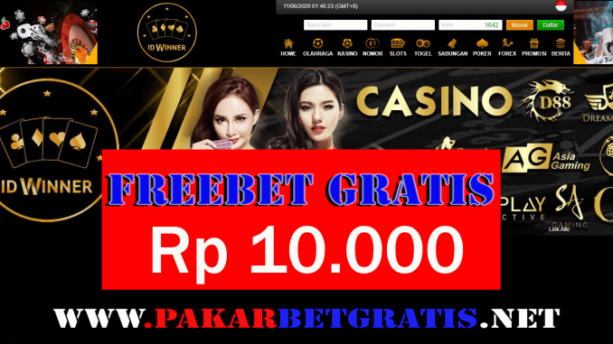 Freebet Gratis IDwinner Rp 10.000 Tanpa Deposit