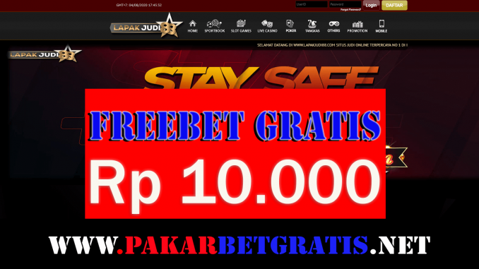 Freebet Gratis Lapakjudi88 RP 10.000 Tanpa Deposit