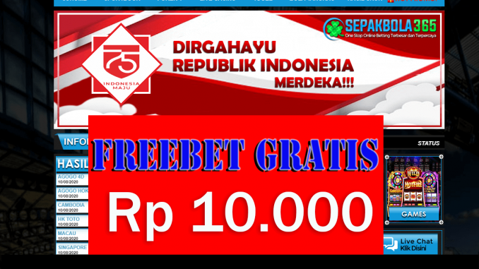 Freebet Gratis Sepakbola365 Rp 10.000 Tanpa Deposit