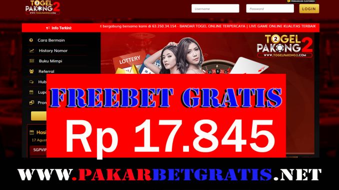 Freebet Gratis kemerdekaan TogelPakong2 Rp 17.845 Tanpa Deposit